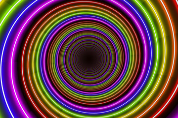 Fototapeta na wymiar Abstract Pseudo Depth Spiral background, neon lights