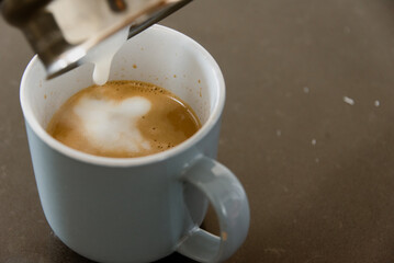 home-made espresso coffee in a cup
