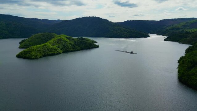 View of Mountain in the middle of the lake in Nin Bin City, Vietnam 4K Viedo