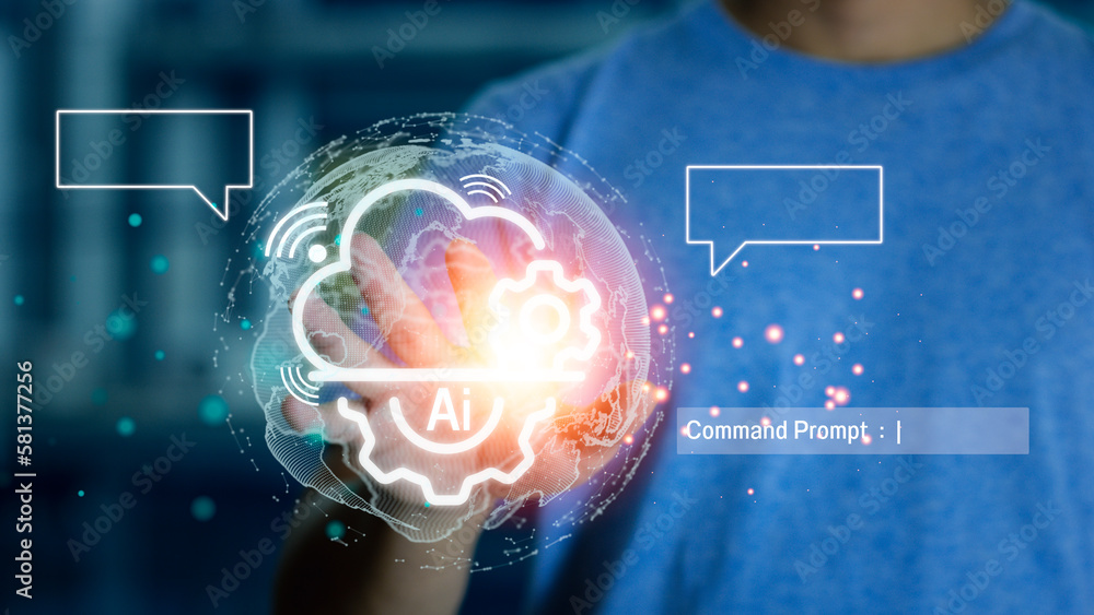 Poster futuristic technology transformation. chatgpt chat concept ai, artificial intelligence. businessman 