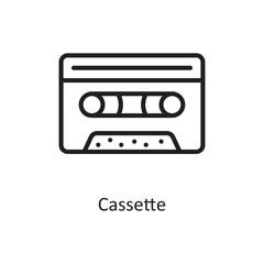 Cassette Vector Outline icon Design illustration. Music Symbol on White background EPS 10 File