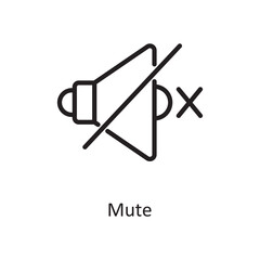 Mute Vector Outline icon Design illustration. Music Symbol on White background EPS 10 File