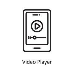 Video Player Vector Outline icon Design illustration. Music Symbol on White background EPS 10 File