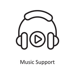 Music Support Vector Outline icon Design illustration. Music Symbol on White background EPS 10 File