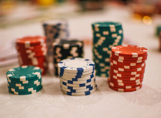 Poker chips close up view