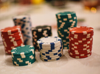 Poker chips close up view