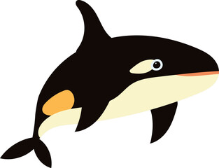 killer whale character, cartoon in flat style vector