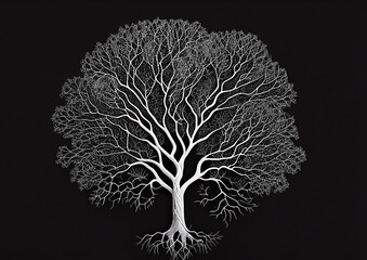 fractal tree on black background, Generative AI