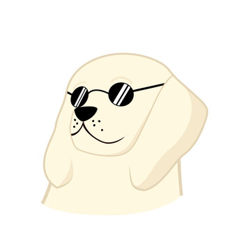 Labrador retriever puppy or dog with sunglasses headshot vector illustration clip art