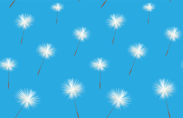 Seamless pattern vector dandelion with flying seeds