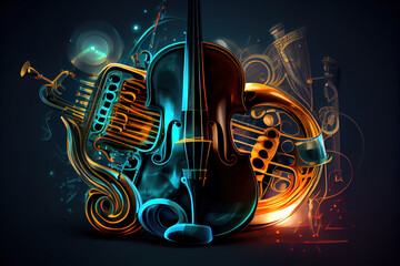 World music day gradient background. Generative Ai