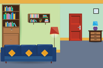 Lovely living room flat vector illustration