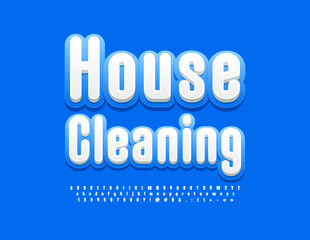 Vector modern logo House Cleaning with stylish Font. Creative set of Alphabet Letters, Numbers and Symbols