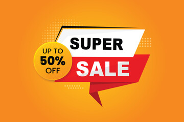 Super sale promotion banner design with yellow background.