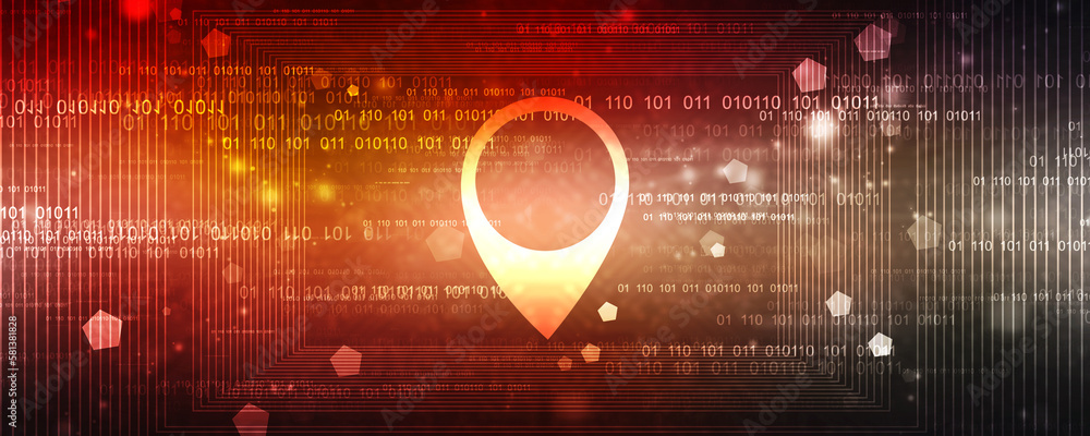 Poster 2d rendering red map pointer
