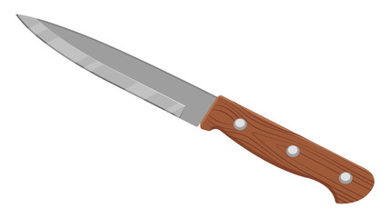 Kitchen knife with wooden handle. utility knife. Isolated on white