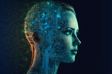 Big data and artificial intelligence concept created with generative AI technology