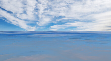 Fototapeta na wymiar 青空と雲を反射した海の波の背景　遠い水平線・水平線　夏・旅行・夏休みのイメージ