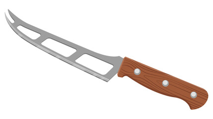 Kitchen knife with wooden handle. cheese knife. Isolated on white
