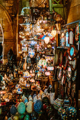 Colorful Alley in Khan el-Khalili in Cairo Egypt