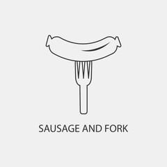 Sausage and fork vector icon illustration sign