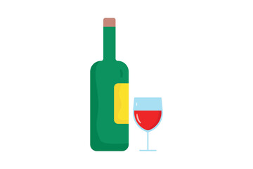 Wine glass icon illustration. icon related to drink. Flat icon style. Simple vector design editable