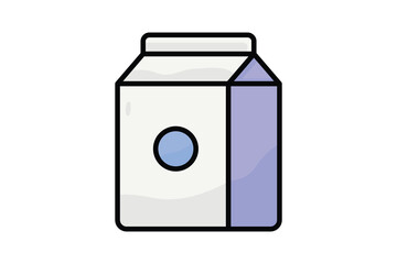 Milk box icon illustration. icon related to drink, breakfast . Two tone icon style, lineal color. Simple vector design editable