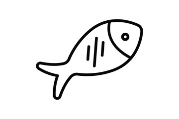 Fish icon illustration. icon related to seafood. Outline icon style. Simple vector design editable