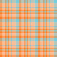 Seamless pattern in pretty orange and blue colors for plaid, fabric, textile, clothes, tablecloth and other things. Vector image.