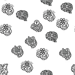 brain human mind head idea vector seamless pattern