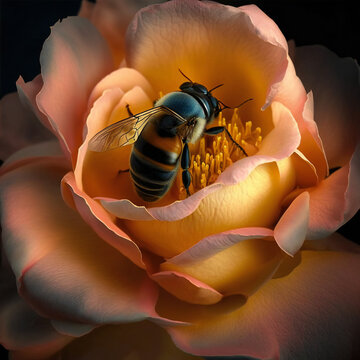 A bee on a rose