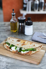 Italian cuisine , Piadina with Italian ham and cheese