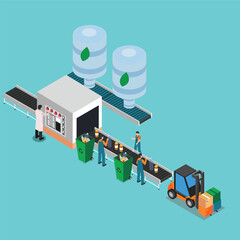 Garbage recycling. Waste sorting machine, trash conveyor, getting recyclables process 3d isometric vector illustration concept for banner, website, landing page, ads, flyer template