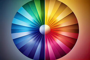 Obraz premium Colorful radial gradient badge made of rainbow spectral colors placed