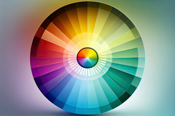 Colorful radial gradient badge made of rainbow spectral colors placed