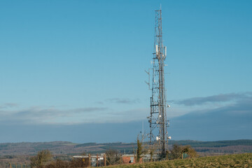 mast at goodwood hill, west sussex in the south downs national park, goodwood, west sussex,...