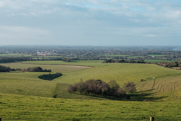 Fototapeta premium Walking in the Southdown National Park, overlooking West Sussex, and Hampshire