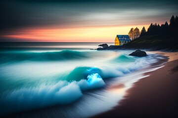 sunrise over the ocean ai generative
