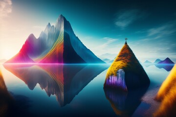 landscape with mountains and clouds ai generative