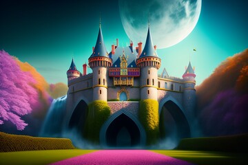 castle in the night ai generative