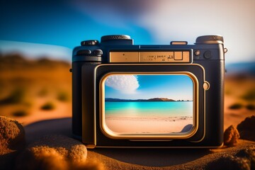 camera on the beach ai generative