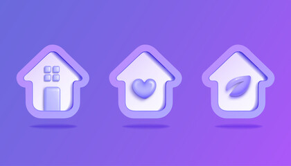 3D house vector icon. Eco home, sweet home.