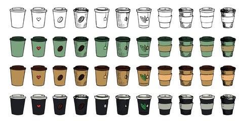 Cute cup of tea or coffee illustration. Simple cup clipart. Cozy home doodle set