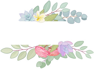 frame with flowers and leaves