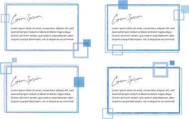 透明水彩の囲みエリア-青	
