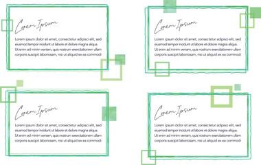 透明水彩の囲みエリア-緑