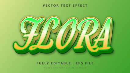 3d Gradient Green Word Flora Editable Text Effect Design Template