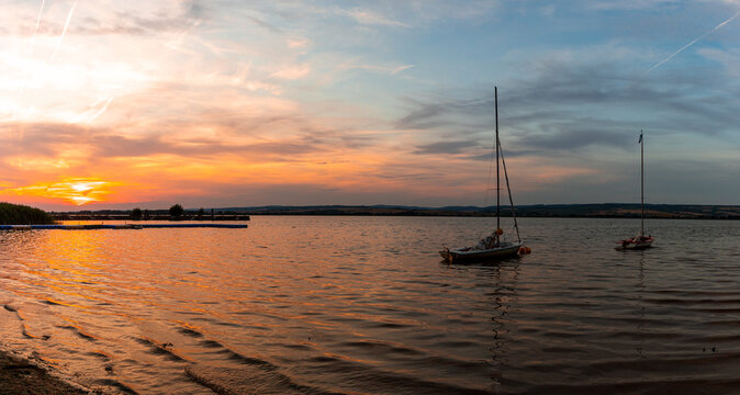 Stausee Kelbra Stimmungsvoller Sonnenuntergang