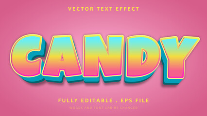 3d Colorful Candy Editable Text Effect Design Template