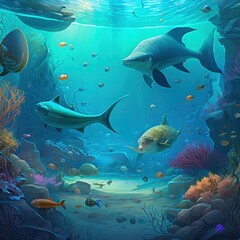 Obraz na płótnie Canvas Underwater Game Art